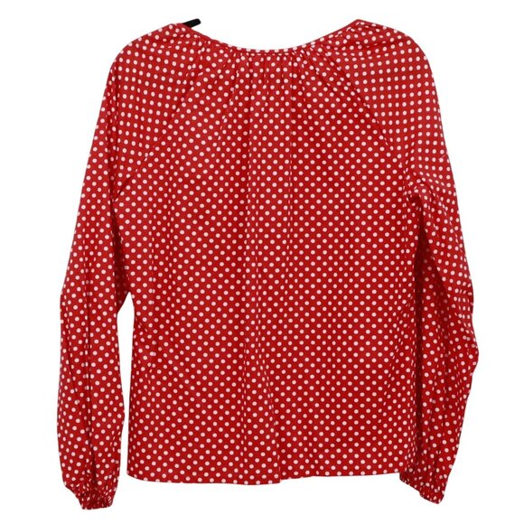 Retro Peasant Polka Dot Top Womens 14 Red Girly Vintage Sweet Simple Modest - Picture 3 of 15